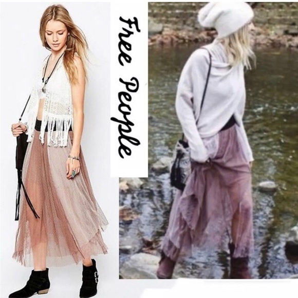 Free People Dresses & Skirts - Free people sugar plum fairy lace Brown and Cream Women's Skirt